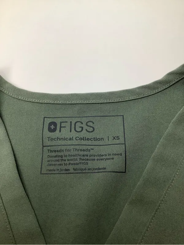 FIGS Casma Three Pocket Medical Scrub Top Olive Green V Neck Women’s Size XS EUC - Image 3