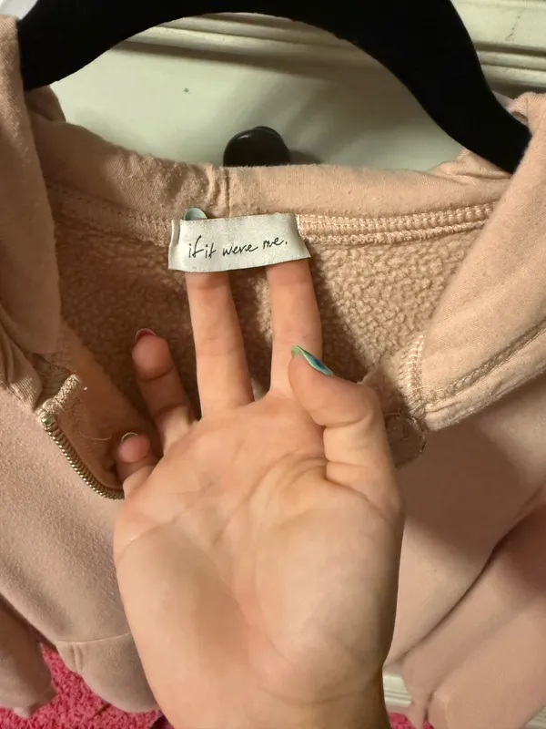 Light pink quarter zip with hood Size XS - Image 3