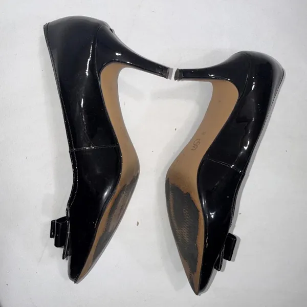 Joan David Black Point Old Money‎ Classy Bow Stiletto Designer Pumps Heels 7M - Image 11
