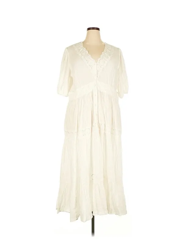 April Cornell White Cotton Maxi Dress XXL - Image 2