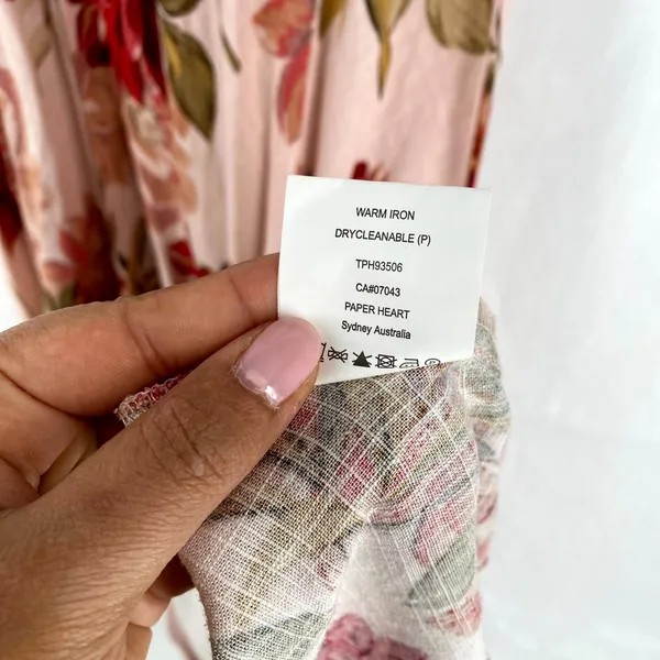 Paper Heart Maxi Dress Womens XL Multicolor Rose Floral Linen Blend V Neck - Image 9