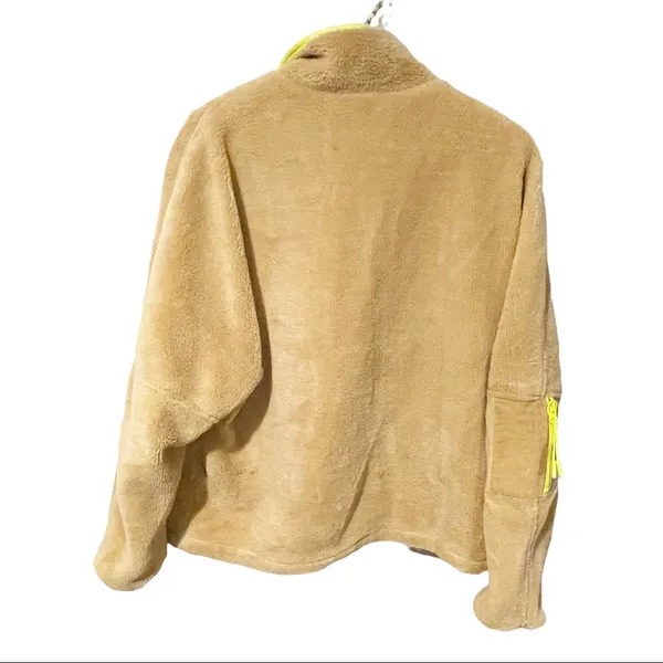 Urban Outfitters BDG Small Tan‎ Neon Trim Teddy Bear Sherpa Full Zip Jacket - Image 5