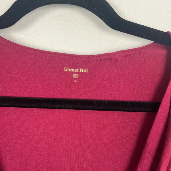 Garnet Hill Womens Gathered Waist Draped Dress Burgundy Red‎ Midi Size M - Image 4