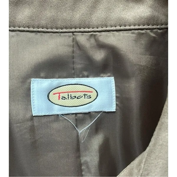 Vintage Talbots Faux Suede Jacket Womens Camel‎ Tan Button Front Blazer Lined - Image 6