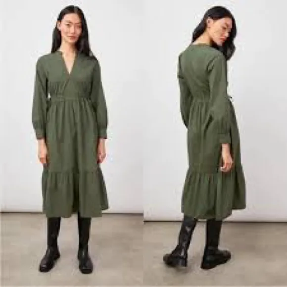 Rails‎ Maple Olive Smoke Midi Dress Smocked Waist Boho Cottagecore Chic Size S - Image 2