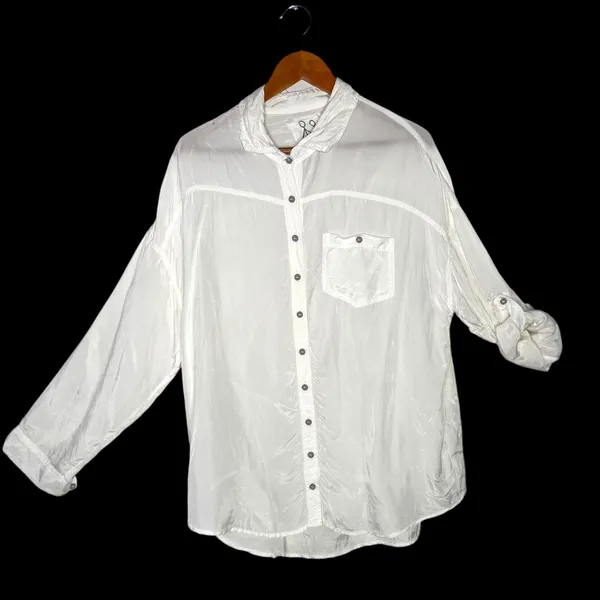 Johnny‎ Was Pete & Greta White Button Down Oversized Tunic Top Minimalist BOHO S - Image 6