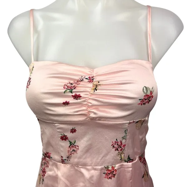 Princess Polly Pink Floral Silk Satin Sleeveless Mini Cami Camisole Slip Dress 2 - Image 7