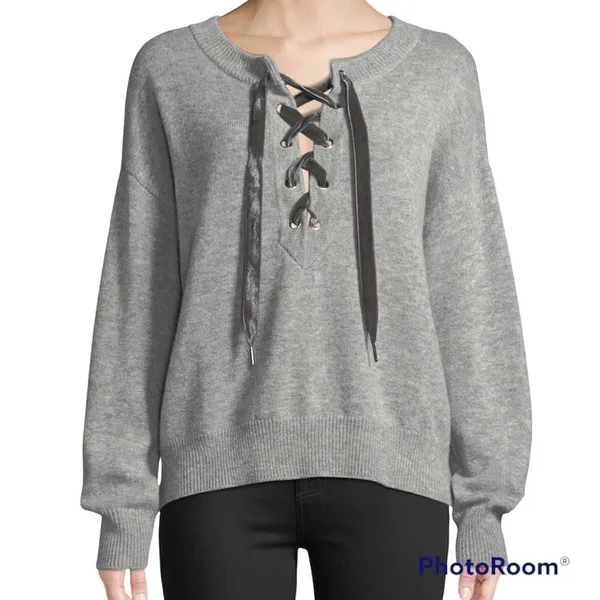 Rails Cashmere Wool‎ Blend Olivia Lace Up Sweater C32 - Image 2
