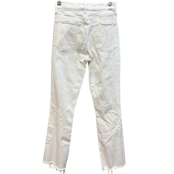 MOTHER The Tripper Ankle Fray Jeans White Distressed High Rise Button‎ Fly 27 - Image 2