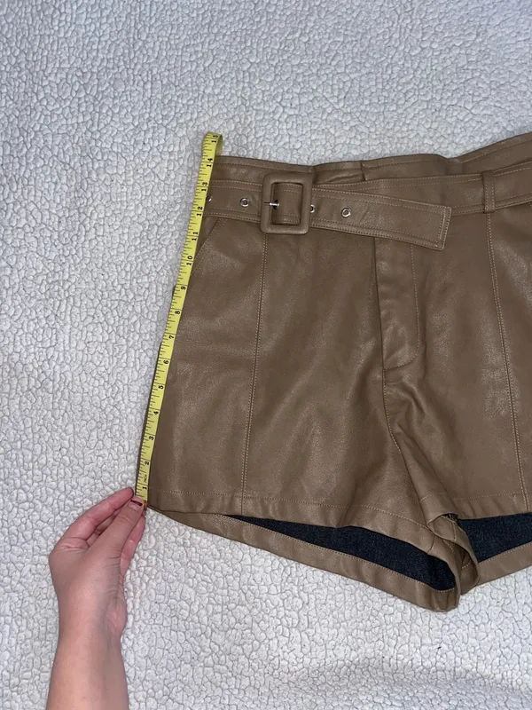 Gilli Faux Leather Shorts Tan Size M - Image 8