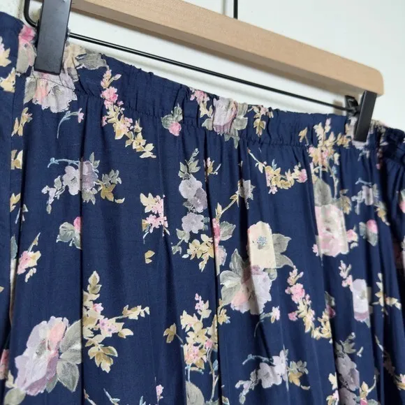VTG 90s Women Whimsigoth‎ Maxi Skirt XL Blue Moody Floral Pull On Button Front - Image 4