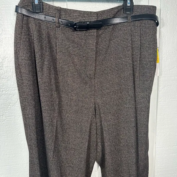 Calvin Klein Women's Brown Herringbone Belted Pants Size 12 N… - Image 6