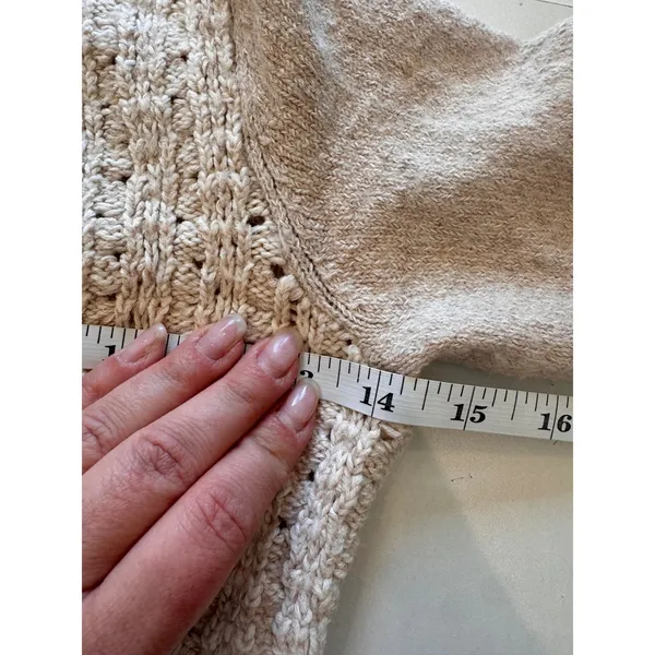Anthropologie Knitted & Knotted Cardigan Wool‎ Sz S Beige Crochet Fringe Boho - Image 9