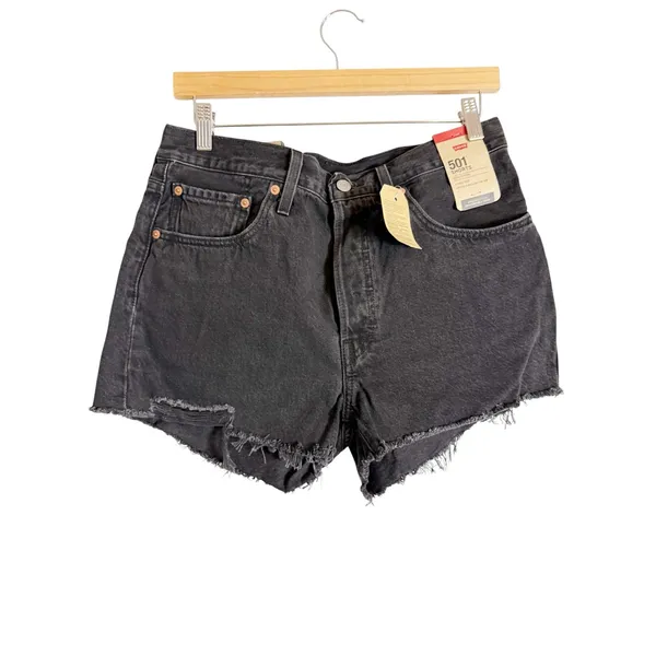 Levi’s 501 Original Fit Black Cut Off Micro Denim Jean Shorts Women’s Size 30 - Image 3