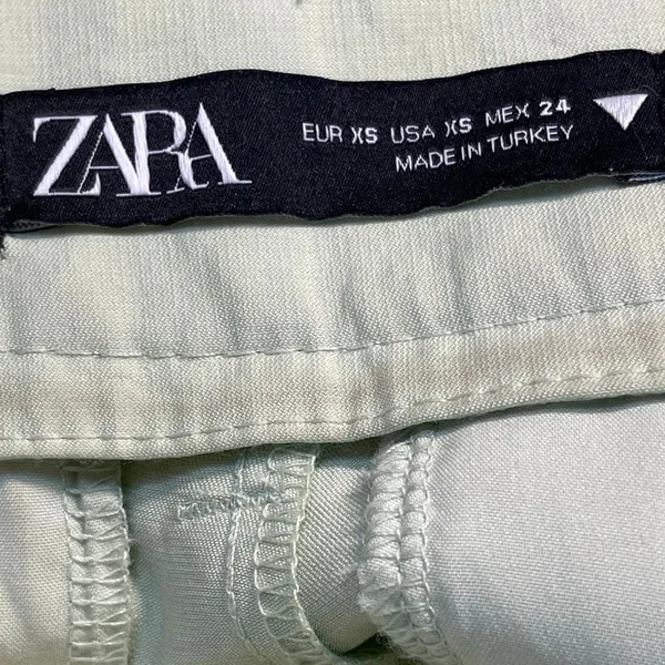 Zara Womens Green High Waisted Pleated Straight Wide Leg Trousers Dress Pants XS - Image 4