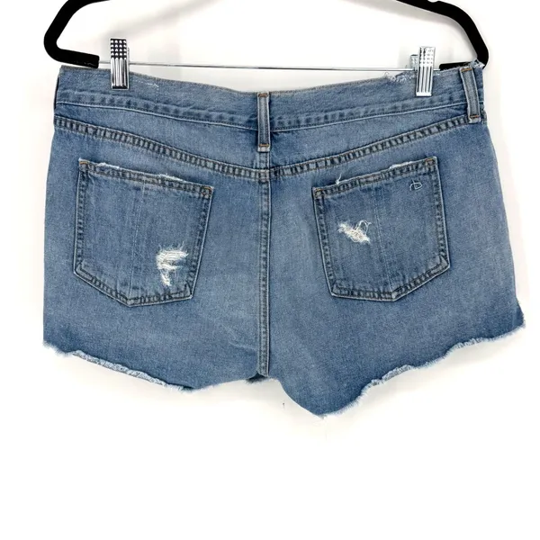 Rag & Bone Jean Shorts Gunner Distressed 30 Blue Raw Hem Cut Off Premium Denim - Image 4