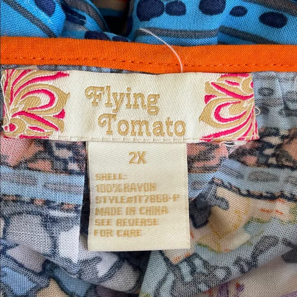 Flying Tomato colorful boho print semi sheer jewel tone cold shoulder top - Image 5