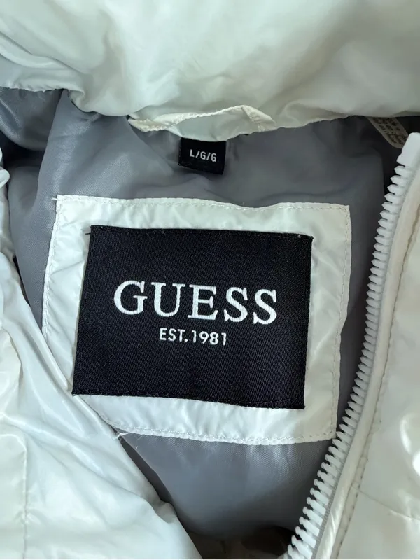 Guess Women’s White Hooded Puffer Jacket - Image 6