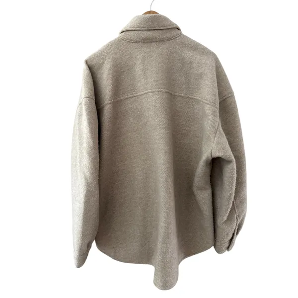 Abercrombie & Fitch Oversized Shacket Shirt Jacket Cream Size XL - Image 4