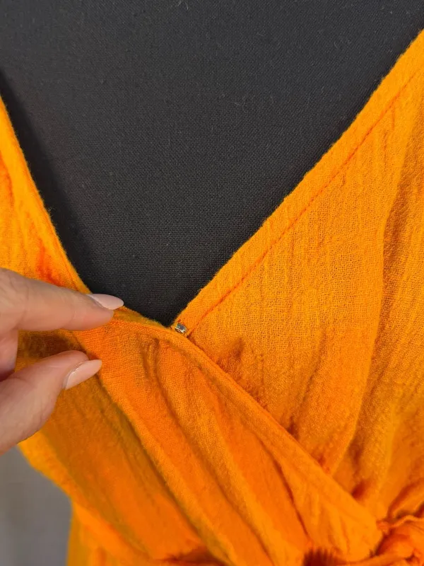 Emma & Michele Orange Cotton Gauze Ruffle Wrap Dress Size S - Image 6
