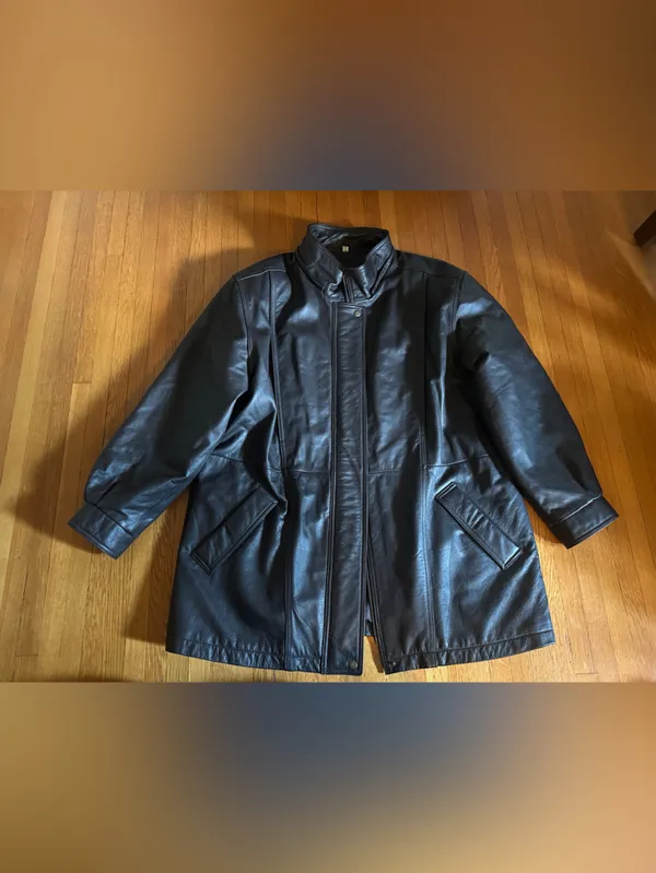 Vtg Field Gear Black Leather Jacket, Size 1X - Image 3
