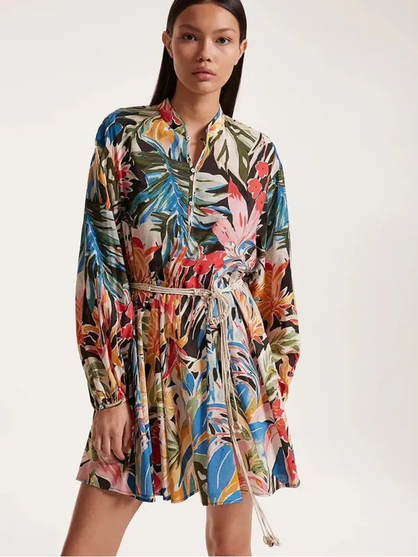 NWT • H&M Tropical Leaf + Floral Mini Tunic Dress - Image 9