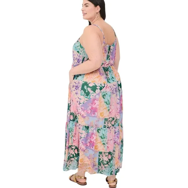 NWT Lane Bryant Patchwork‎ Floral Sleeveless V-Neck Tiered Maxi Dress 16 - Image 2