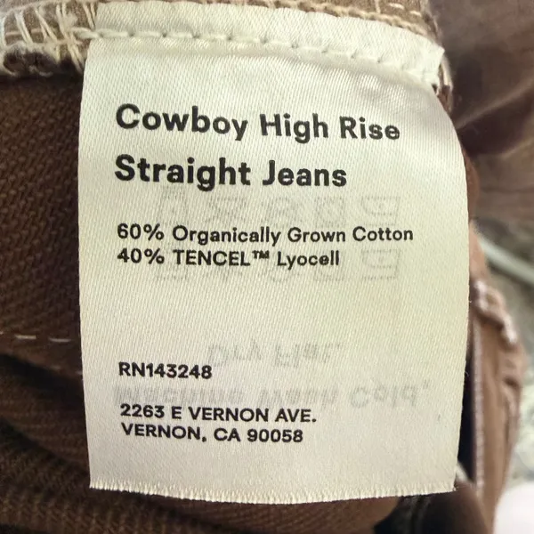 Reformation Cowboy High Rise Straight Jeans Chocolate Brown Contrast Stitch 26 - Image 3