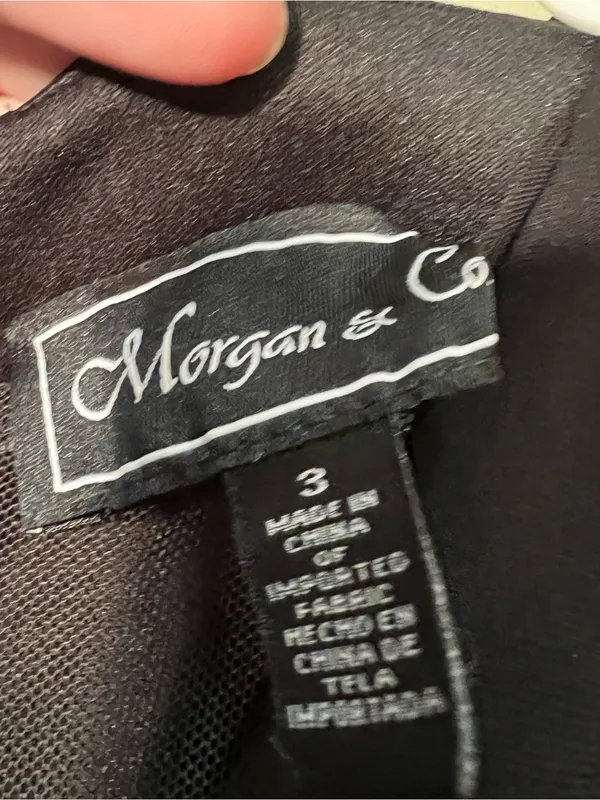 Morgan‎ & Co Women's Juniors Size 3 Evening Dress Black Pink Embroidered Floral - Image 12