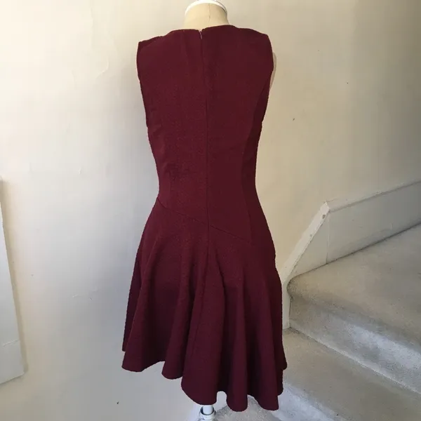 Urban Outfitters Sugarlips Dark Red Drop Waist Quilted Asymmetrical Dress Size Small - Image 2