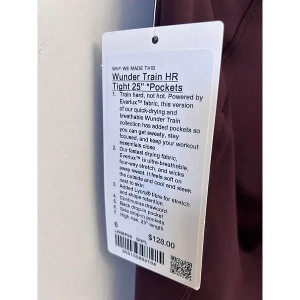 Lululemon Wunder Train High-Rise Tight size 6 with Pockets 25" Goodnight Plum - Image 3