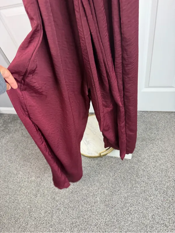 Altar’d State Burgundy Puff Sleeve Wide Leg Jumpsuit Sz S NWOT Fall Boho - Image 11