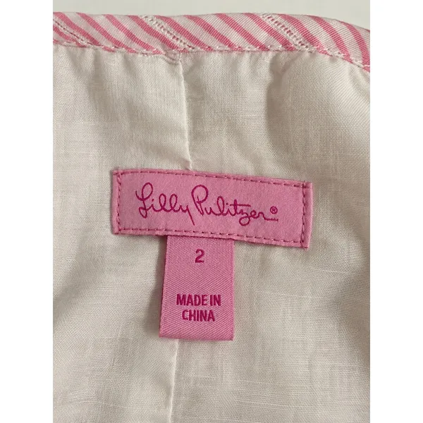 Lilly Pulitzer Pink Stripe Ruffle Shift Dress Cotton Sleeveless Preppy Size 2 - Image 5