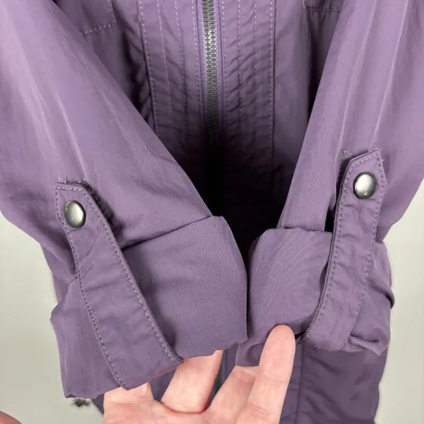 Eddie Bauer Travex Utility Windbreaker‎ Jacket Womens Medium Purple Full Zip M - Image 9