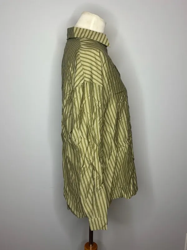 Nasty Gal - Green Oversized Striped Button Down - Image 3