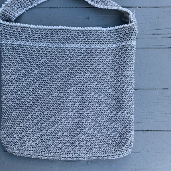 Grey/White Zip Up Knit Crossbody Bag Purse - Image 2