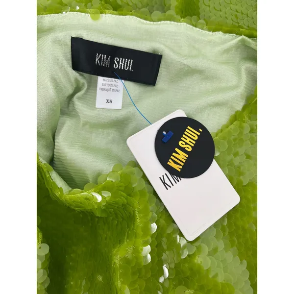 Kim Shui Lime Green Sequin‎ Embellished Mini Dress Size XS NWT - Image 6