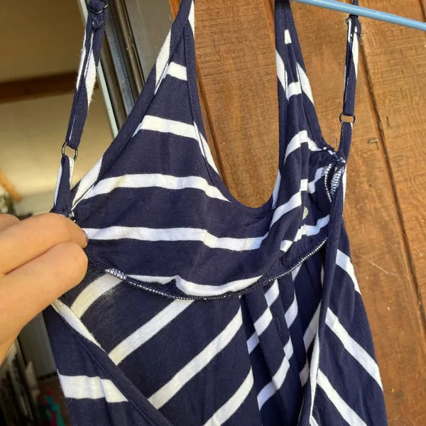 Navy and White Striped Maxi Dress Blue Size 0 - Image 3