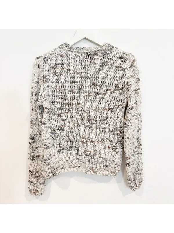 8 by Yoox Speckled Sweater Small Cozy Grandmacore Confetti Chunky Knit Retro Top - Image 11