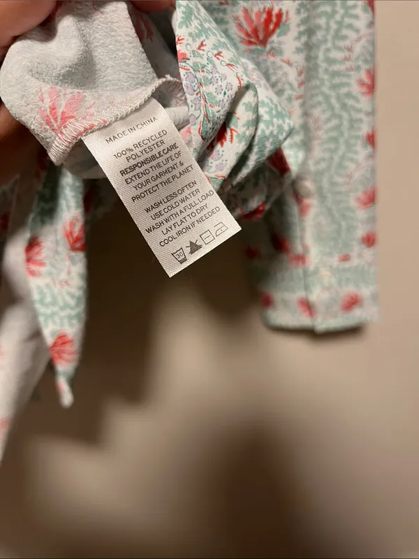 HILL HOUSE (NWT) The James Button-Down Shirt in Floral Vine, Mint/Coral, Size S - Image 8
