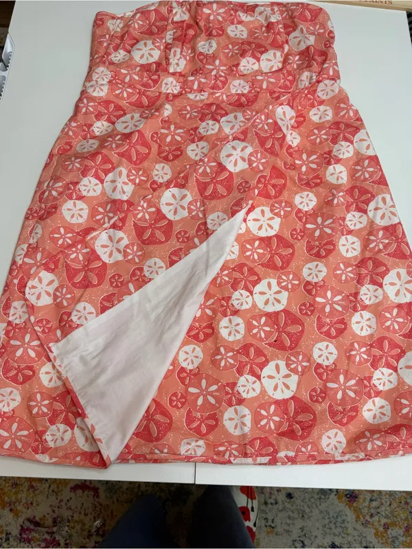 Vineyard Vines Coral and White Strapless Mini Summer Dress size 12 - Image 6