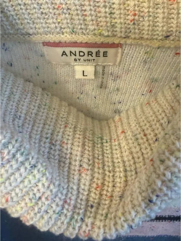 Andree by Unit Turtleneck speckled knit striped sweater, size Large - Image 5