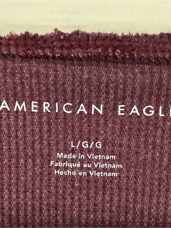 American Eagle Thermal Waffle Top Large Athleisure Purple - Image 4