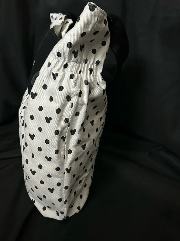 Walt Disney World Disneyland Resort Mickey Mouse Polka Dot White Black Tote Bag - Image 3