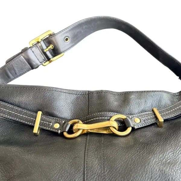 Vintage Coach Hamilton Hobo Bag Black Pebbled Leather Brass Horsebit Style 12460 - Image 3