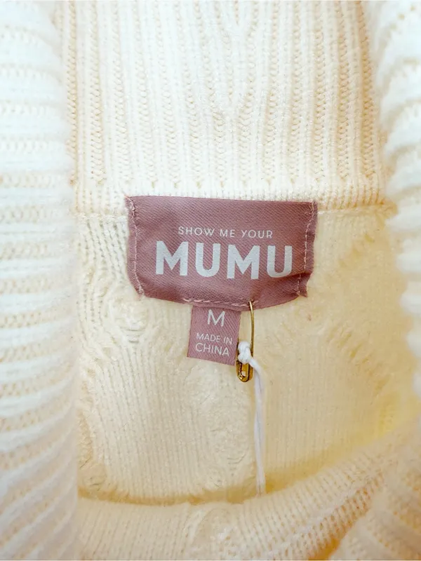 NWT Show Me Your Mumu Montreal Cable Knit Midi Dress Women's M Cream Coastal - Image 6