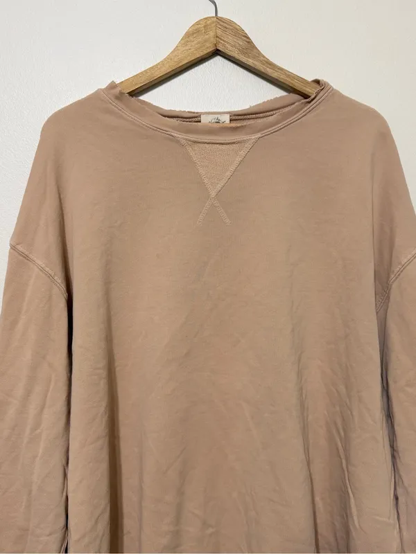 Free People Oversized Crewneck Sweatshirt Size Large Distressed Boho Pullover - Image 4