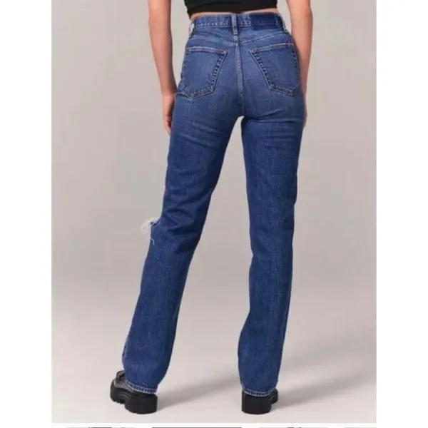 Abercrombie & Fitch 90’s ultra high rise straight distressed knee jeans 29 - Image 2
