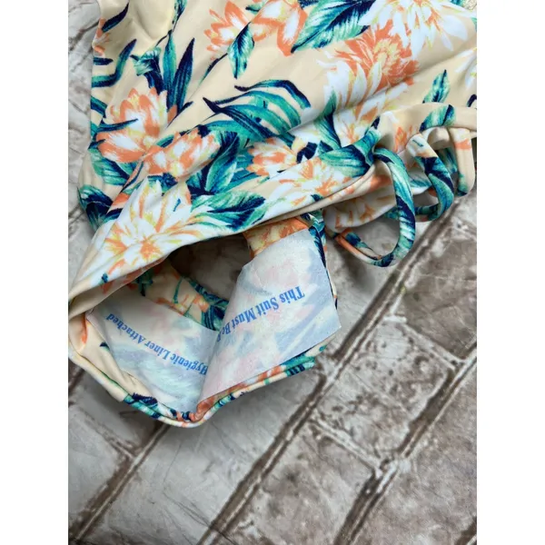 Tori Praver‎ Seafoam Swimwear Womens XS Peach Floral NWT Smocked One Piece - Image 5