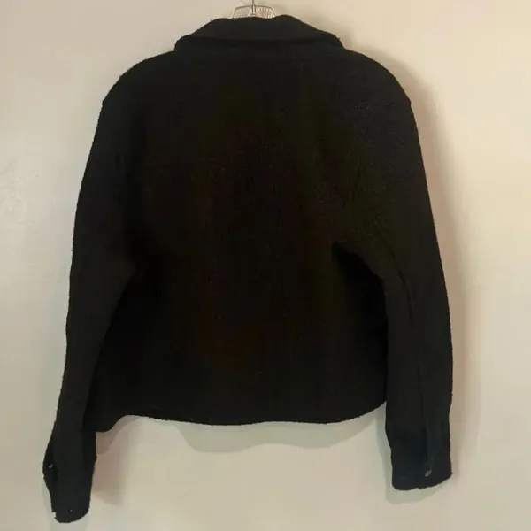 Love Tree Black Snap Closure Collared Shacket Semi Crop Size Large #400 - Image 7